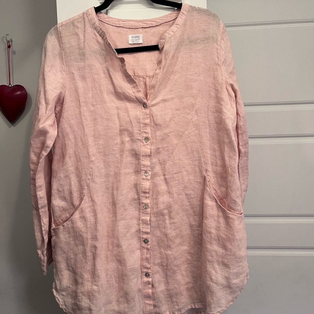 Sigrid Olsen Light Pink Button Down Shirt